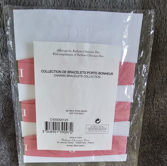 Dior Authentic Ribbon wrap bracelets with gold charms. Set of 3. New in Package. - Picture 2 of 7